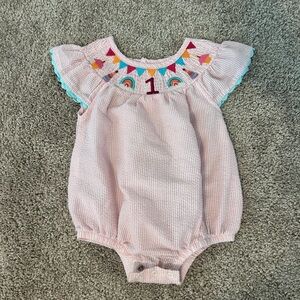 Smocked first birthday bubble